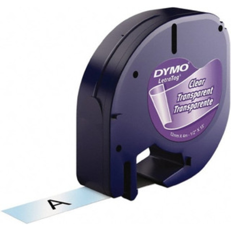 DYMO 1/2 x 13 ft. Black On Clear Plastic Label Printer Cartridge For DYMO Letratag Printers 16952 - 66337528