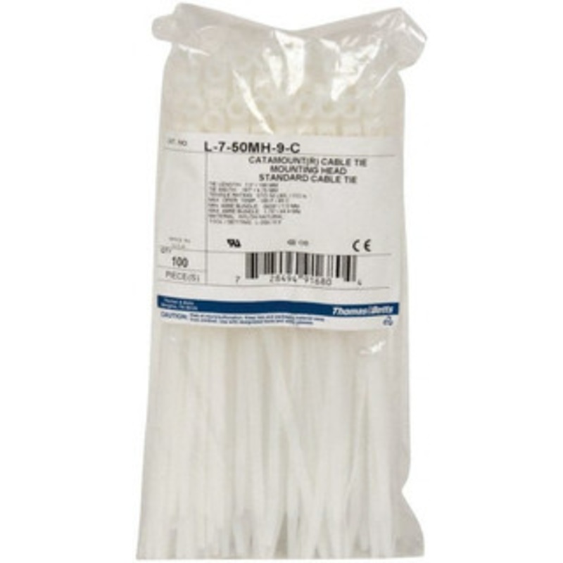 Thomas & Betts 7-1/2 Long Natural (Color) Nylon Mountable Cable Tie 50 Lb Tensile Strength L-7-50MH-9-C - 73125353