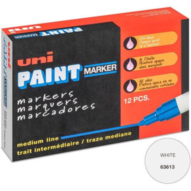 uni-ball White Paint Marker Bullet Tip, Oil Based 63613 - 36871135