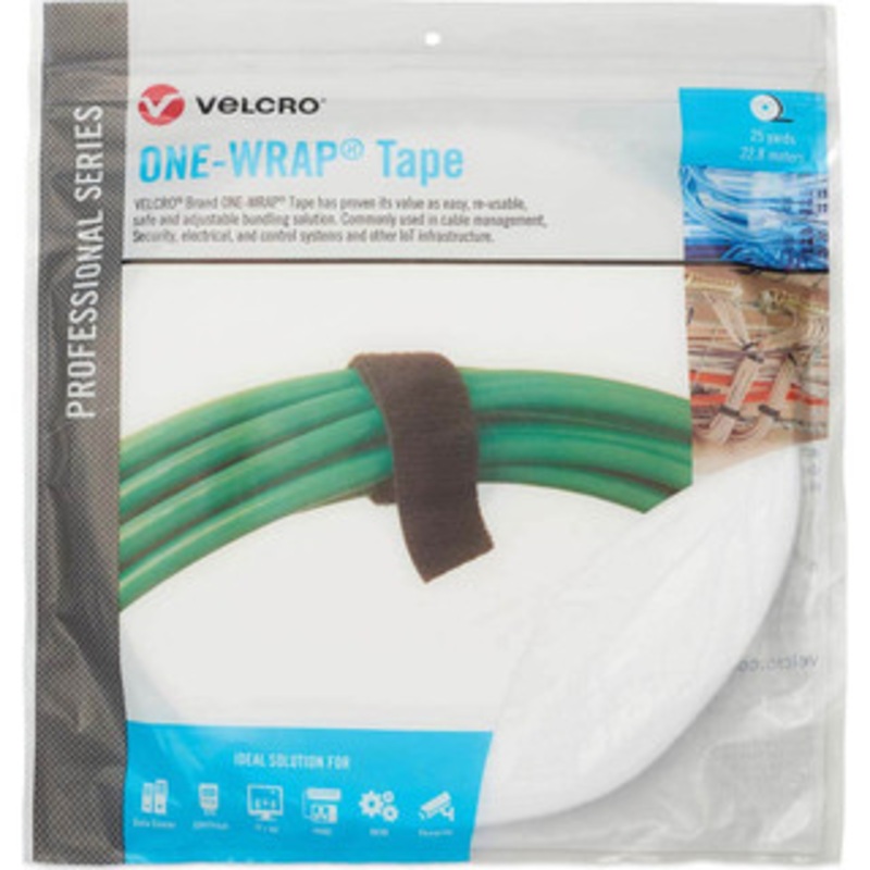 Velcro Cable Ties, Cable Tie Type: Reusable Cable Tie, Material: Hook and Loop, Color: White, Overall Length (Feet): 75, Overall Length (Decimal Inch): 300.00000, Maximum Bundle Diameter (Inch): 0.75 31091 - 16427106