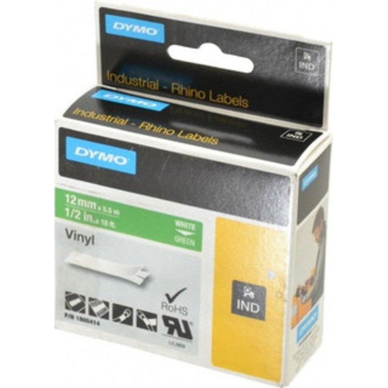 DYMO 1/2 x 18 ft. Green Vinyl Label Printer Cartridge For RHINO 1000, 3000, 4200, 5000, 5200,6000, 6500 1805414 - 45715869