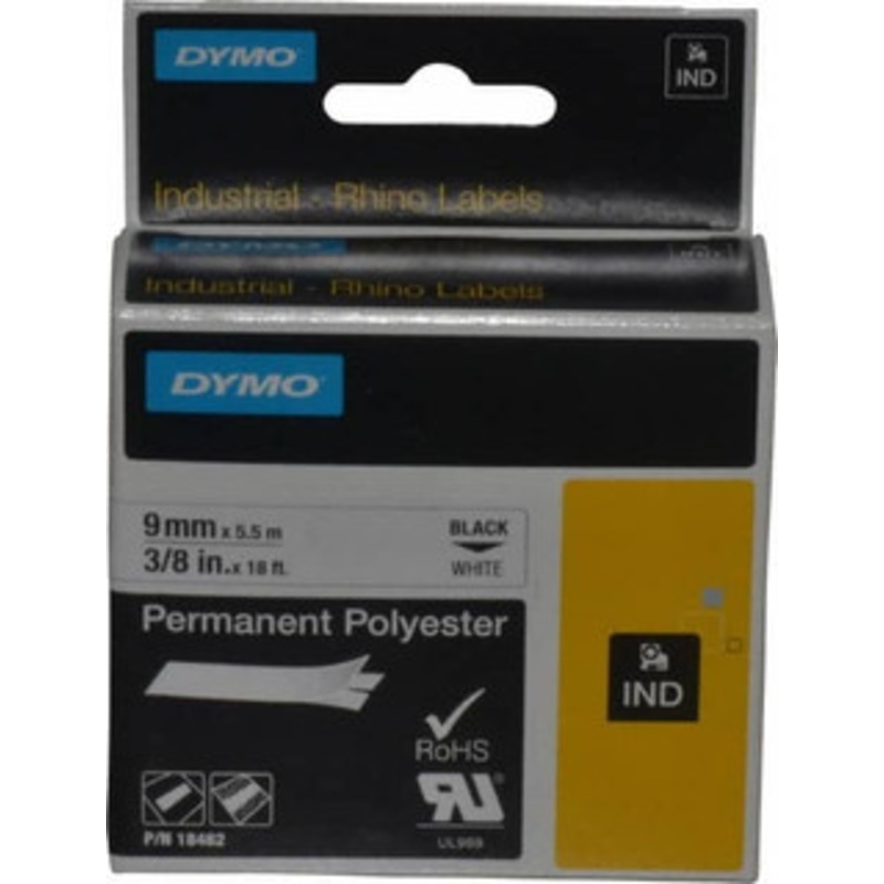 DYMO Rhino 3/8 x 18 ft. White Permanent Polyester Tape Permanent Polyester Tape For DYMO brand labeling equipment designed for D1 tapes (check width compatibility) 18482 - 04336210