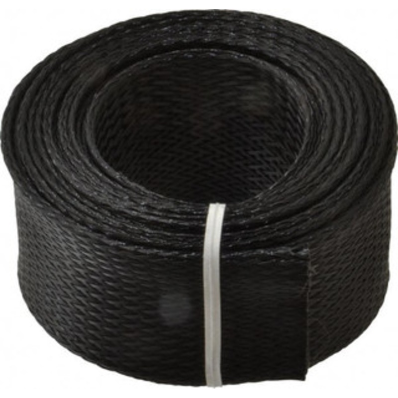 Techflex Black Braided Expandable Cable Sleeve 10 ft. Coil Length, -103 to 257F PTN2.00BK10 - 03080215