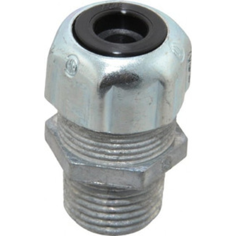 Thomas & Betts 0.125 to 0.25 Liquidtight Straight Strain Relief Cord Grip 1/2 NPT, 1-21/32 OAL, Zinc 2520 - 54059803