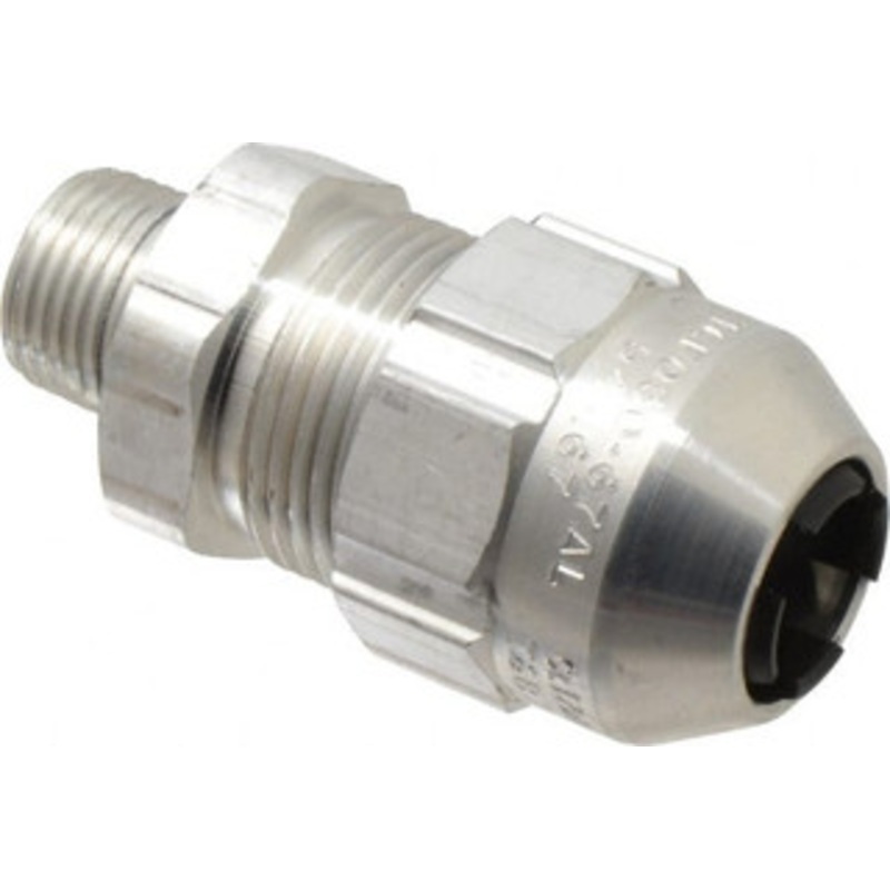 Thomas & Betts 0.54 to 0.67 Class 1, Gas & Vapor Environment Straight Strain Relief Cord Grip 1/2 NPT, Aluminum TCF050 67AL - 57299968