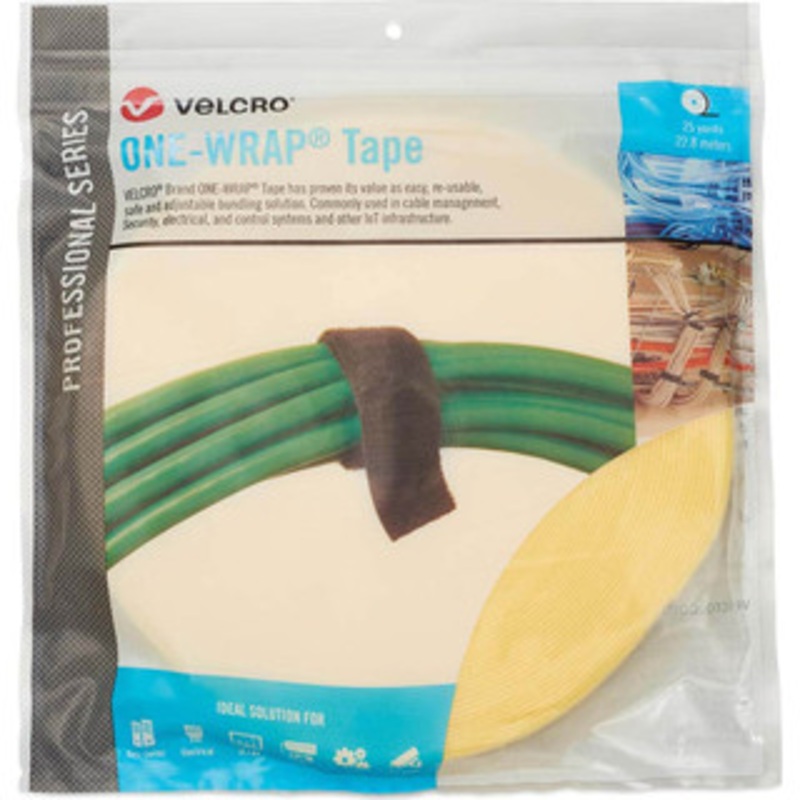 Velcro Cable Ties, Cable Tie Type: Reusable Cable Tie, Material: Hook and Loop, Color: Mimosa Yellow, Overall Length (Feet): 75, Overall Length (Decimal Inch): 300.00000, Maximum Bundle Diameter (Inch): 1 30957 - 16427189