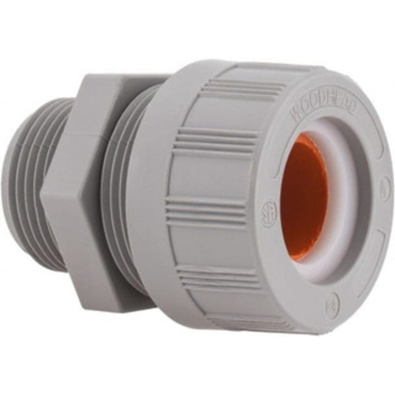 Woodhead - Molex 0.625 to 0.75 Liquidtight Straight Strain Relief Cord Grip 1 NPT, Nylon 5552 - 70497177