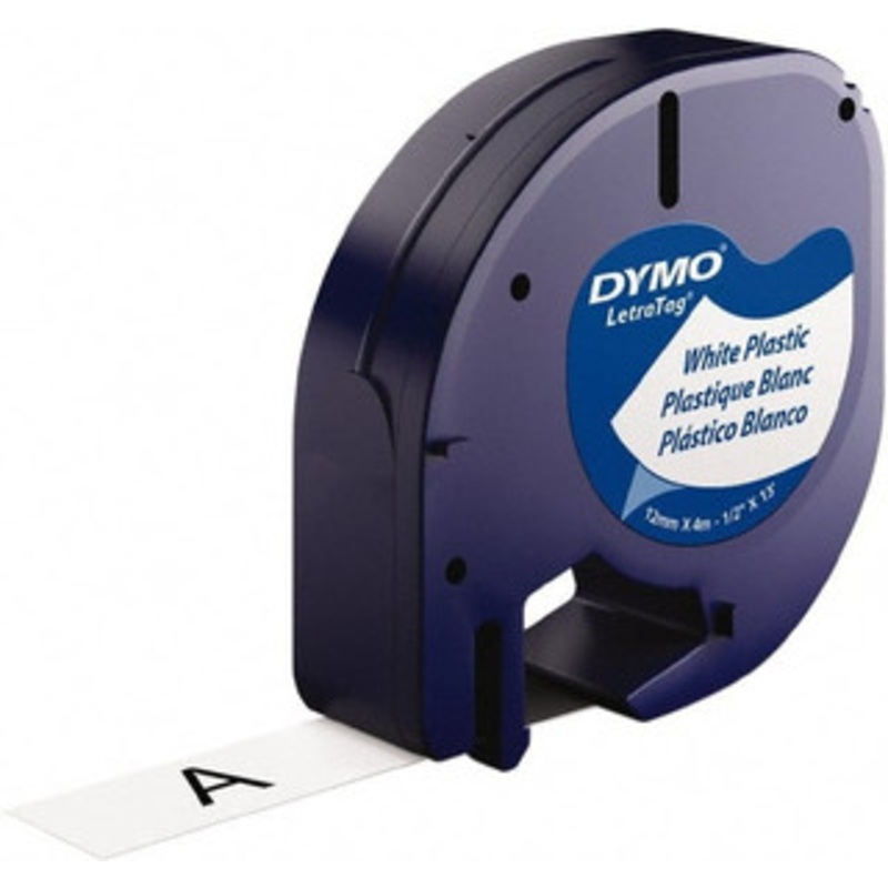 DYMO 1/2 x 13 ft. Black on White Plastic Label Printer Cartridge For DYMO Letratag Printers 91331 - 53538088