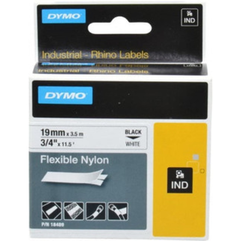 DYMO Rhino 3/4 x 11-1/2 ft. White Nylon Flexible Tape For DYMO brand labeling equipment designed for D1 tapes (check width compatibility) 18489 - 04336285