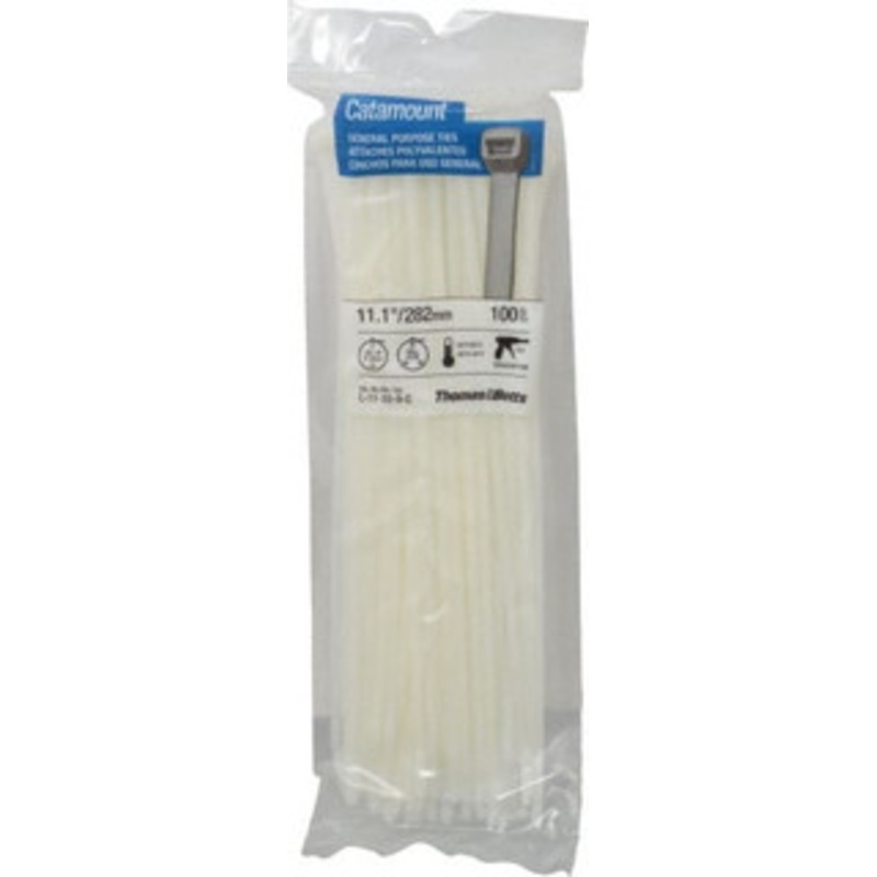 Thomas & Betts 11.1 Long Natural (Color) Nylon Standard Cable Tie 50 Lb Tensile Strength, 1.35mm Thick, 2 Max Bundle Diam L-11-50-9-C - 73125247
