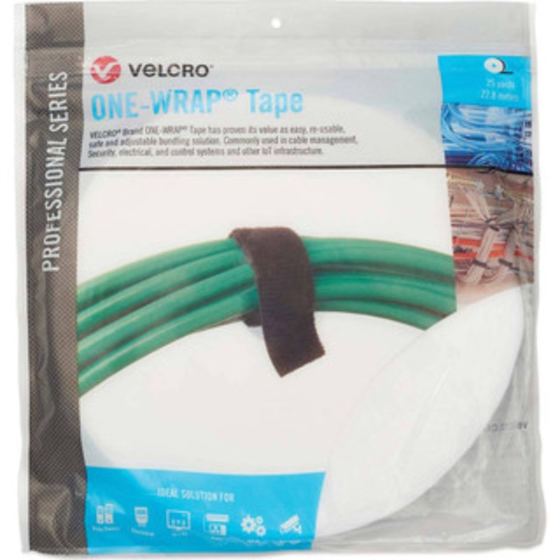 Velcro Cable Ties, Cable Tie Type: Reusable Cable Tie, Material: Hook and Loop, Color: White, Overall Length (Feet): 75, Overall Length (Decimal Inch): 300.00000, Maximum Bundle Diameter (Inch): 1 31088 - 16427387
