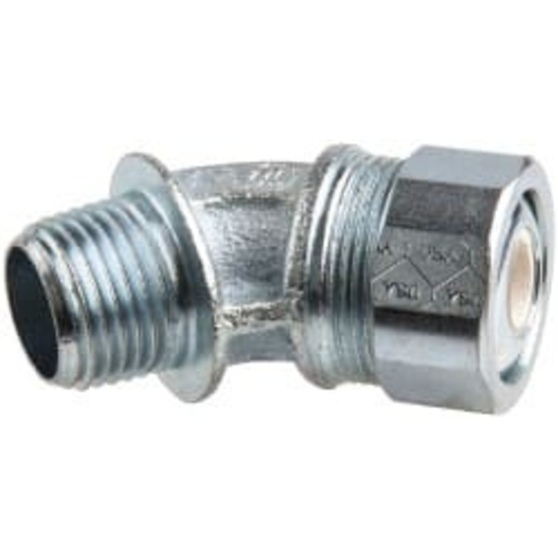 Crouse-Hinds 0.25 to 0.35 Liquidtight Elbow Strain Relief Cord Grip 1/2 NPT, 1-25/32 OAL, Malleable Iron CG5045 350 - 04499208
