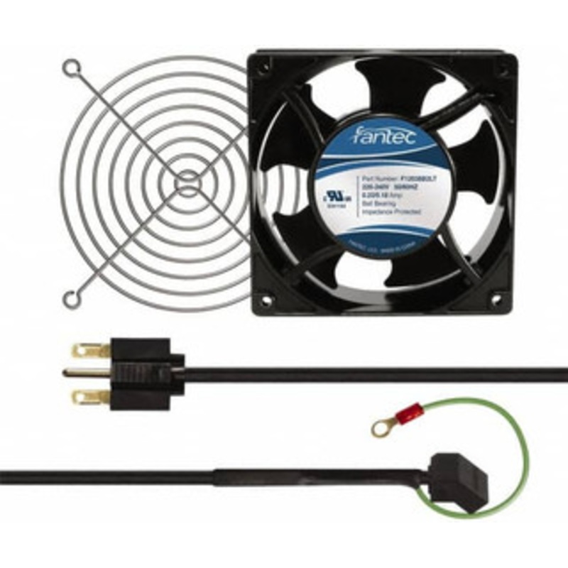 Value Collection 230 Volts, AC, 103 CFM, Square Tube Axial Fan Kit 0.12 Amp Rating, 120mm High x 120mm Wide x 38.5mm Deep, Includes Fan, Fan Filter, Fan Cord CAB804 - 44905925