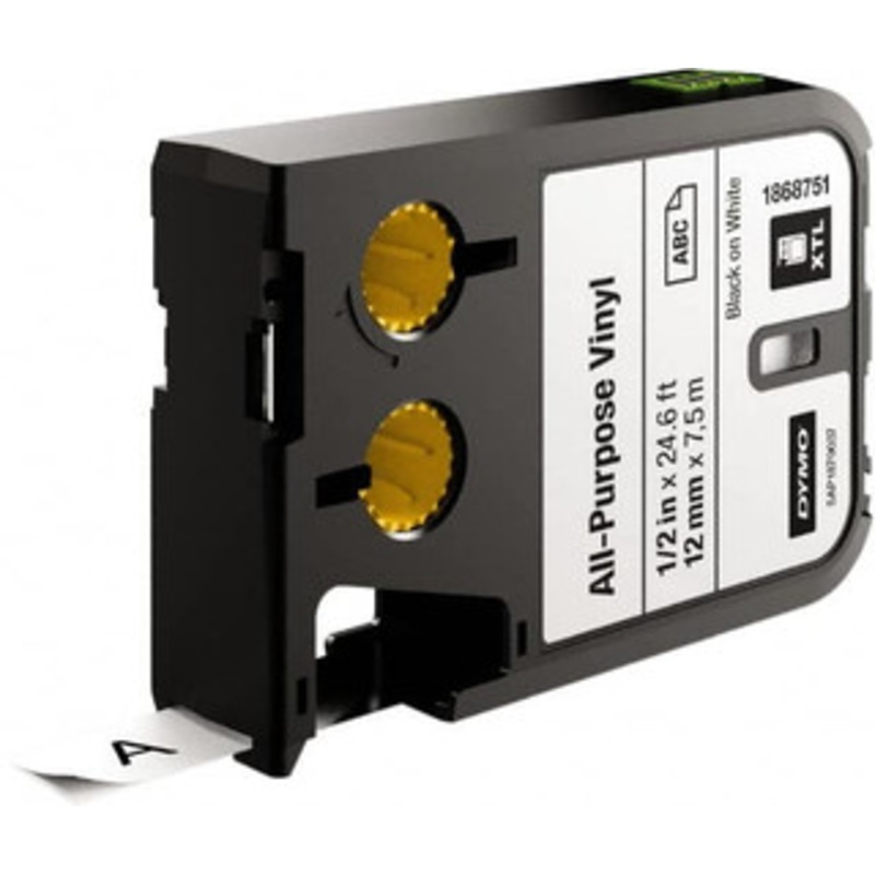 DYMO 1/2 x 23 ft. Black on White Vinyl Cartridge For DYMO XTL printers: 1868813, 1868814, 1868815 1868751 - 92780816