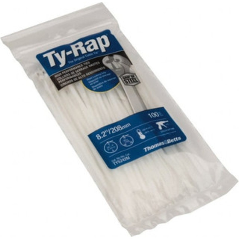 Thomas & Betts 8.19 Long Natural (Color) Nylon Standard Cable Tie 40 Lb Tensile Strength, 1.04mm Thick, 50.8mm Max Bundle Diam TY5242M - 54065891