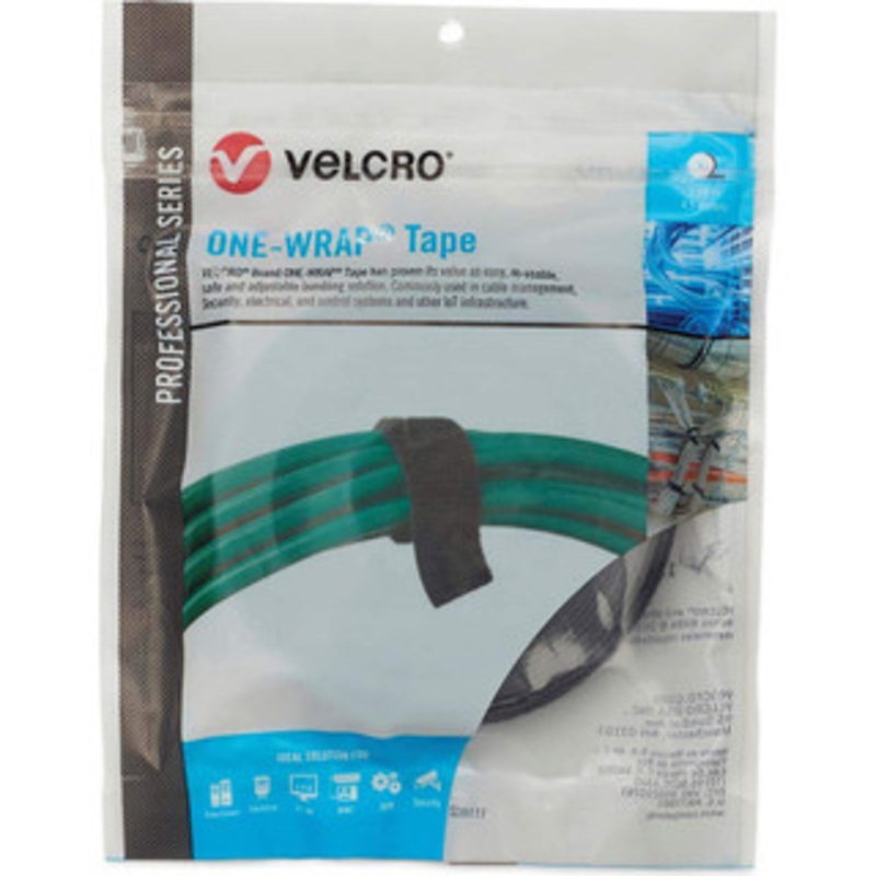 Velcro Cable Ties, Cable Tie Type: Reusable Cable Tie, Material: Hook and Loop, Color: Black, Overall Length (Feet): 15, Overall Length (Decimal Inch): 180.00000, Maximum Bundle Diameter (Inch): 0.75 31023 - 16427304