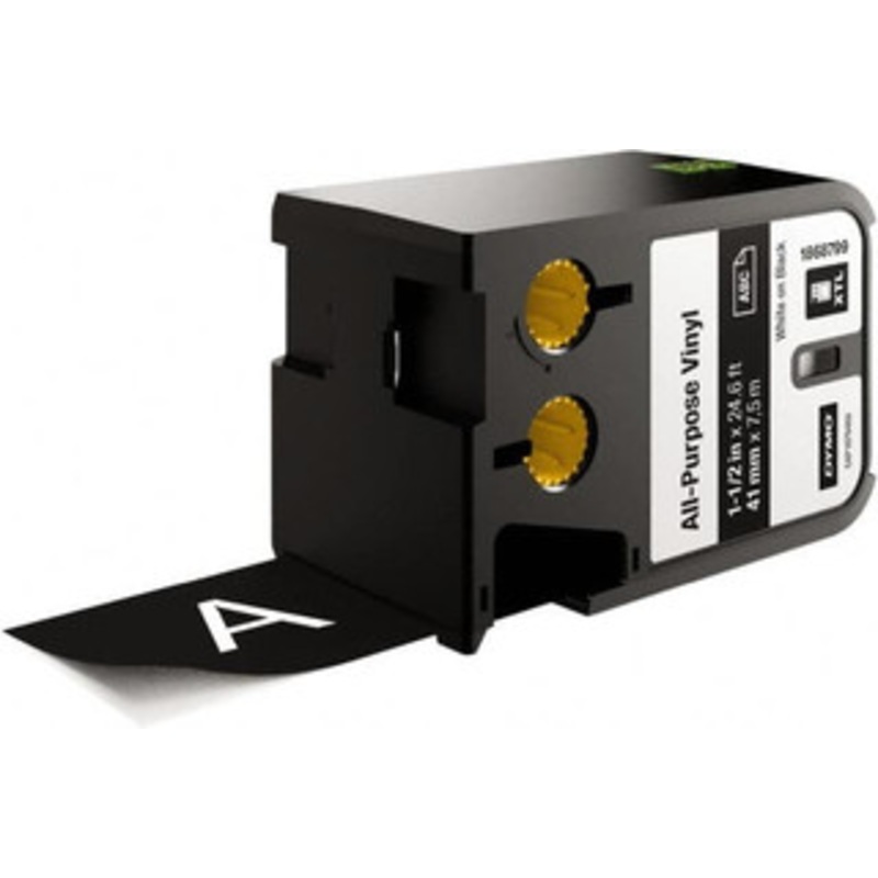 DYMO 1-1/2 x 23 ft. White on Black Vinyl Cartridge For DYMO XTL printers: 1868813, 1868814, 1868815 1868799 - 92780204