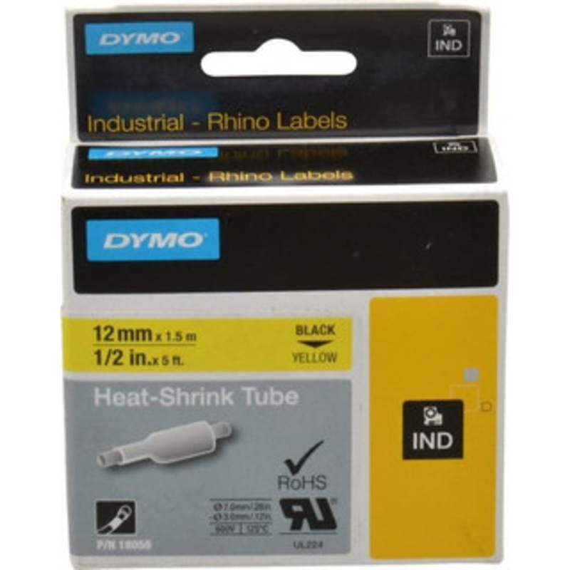DYMO 1/2 x 5 ft. Yellow Heat Shrinkable Polyolefin Heat Shrink Tubing For RhinoPRO 3000 18056 - 05476312