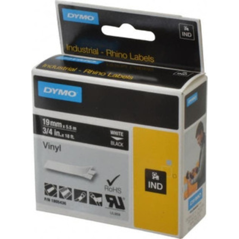 DYMO 3/4 x 18 ft. Black Vinyl Label Printer Cartridge For RHINO 4200, 5200, 6000, 6500 1805436 - 45715745