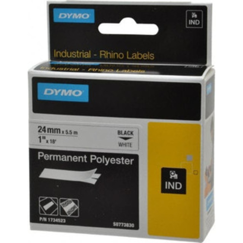 DYMO Rhino 1 x 18 ft. White Permanent Polyester Tape Self Laminating Label For RHINO 6000 or RHINO 6500 1734523 - 53341277