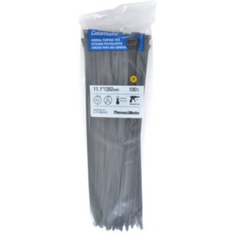Thomas & Betts 11.1 Long Black Nylon Standard Cable Tie 50 Lb Tensile Strength, 1.35mm Thick, 1-1/2 Max Bundle Diam L-11-50-0-C - 73125239