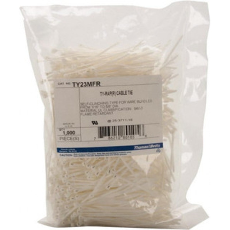 Thomas & Betts 3.62 Long White Nylon Standard Cable Tie 18 Lb Tensile Strength, 0.77mm Thick, 6 Max Bundle Diam TY23MFR - 48528459