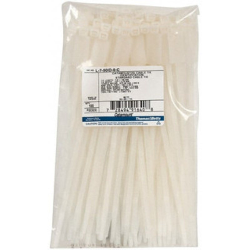 Thomas & Betts 7-1/2 Long Natural (Color) Nylon Standard Cable Tie 50 Lb Tensile Strength, 1.34mm Thick, 1-3/4 Max Bundle Diam L-7-50ID-9-C - 73125379