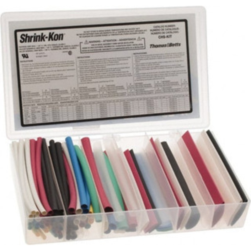 Thomas & Betts 86 Piece, Multicolor, Heat Shrink Electrical Tubing Kit 2:1 Shrink Ratio, Flame Retardant, Polyolefin CHS-KIT - 04001004