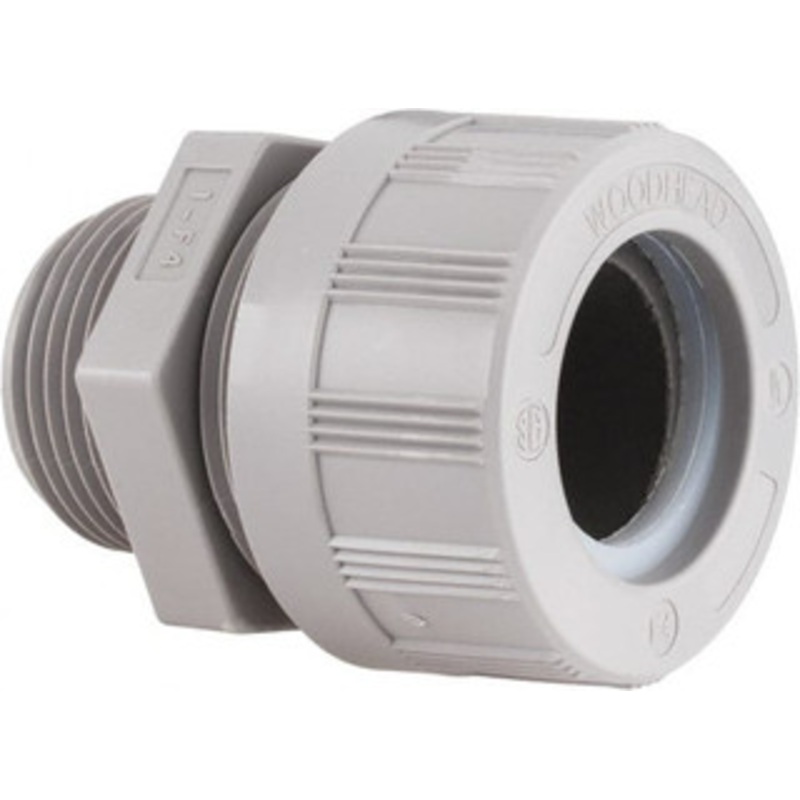 Woodhead - Molex 0.812 to 0.937 Liquidtight Straight Strain Relief Cord Grip 1 NPT, Nylon 5558 - 70497201