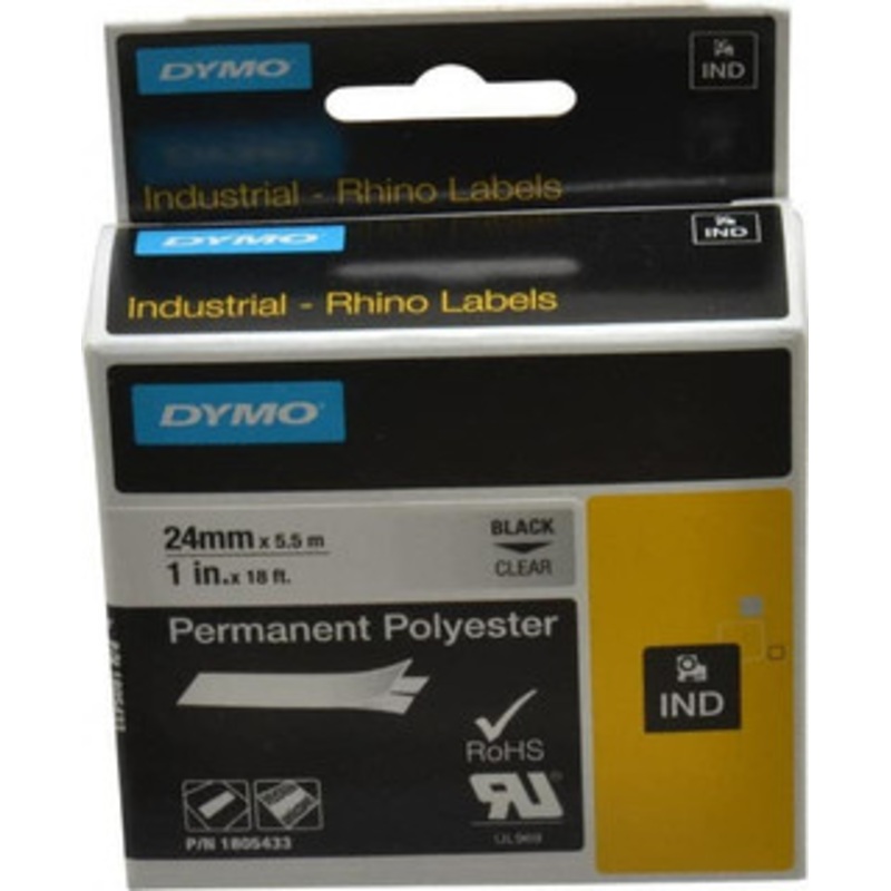 DYMO 1 x 18 ft. Clear Polyester Label Printer Cartridge For RHINO 6000, 6500 1805433 - 45715612