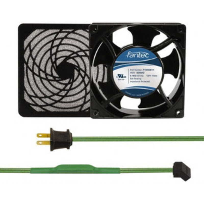 Value Collection 115 Volts, AC, 80 CFM, Square Tube Axial Fan Kit 0.18 Amp Rating, 120mm High x 120mm Wide x 38.5mm Deep, Includes Fan, Fan Filter, Thermostatically Controlled Fan Cord GCAB703 - 44905842