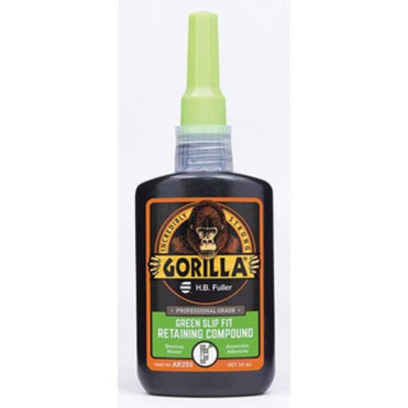 Gorilla Pro 50 mL Bottle, Green, High Strength Retaining Compound Series AR250, 24 hr Full Cure Time, Heat Removal AR250 - 13786959