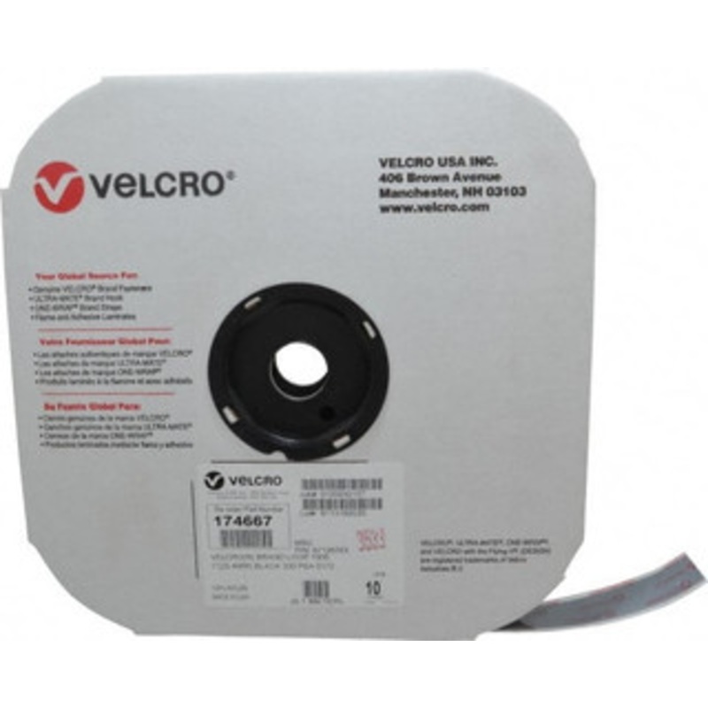 Velcro 1 x 10 Yd Adhesive Backed Loop Roll Continuous Roll, Black 174667 - 67126763