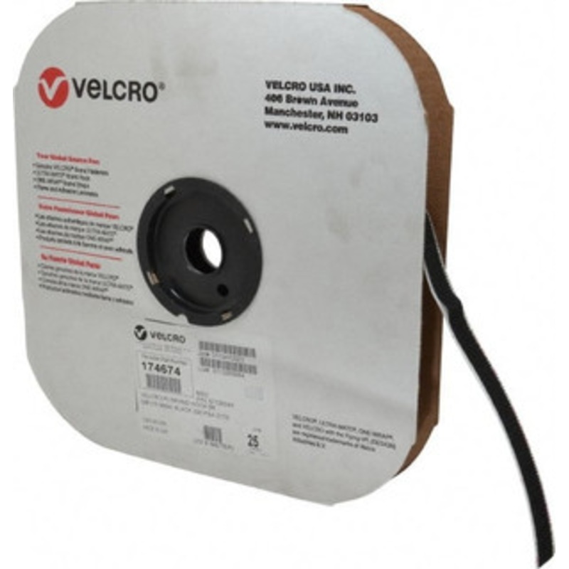 Velcro 5/8 x 25 Yd Adhesive Backed Hook Roll Continuous Roll, Black 174674 - 67126243