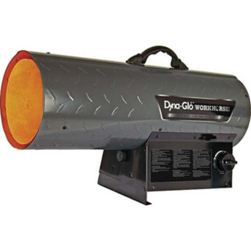 Dyna-Glo Fuel Forced Air Heaters, Type: Portable Propane Forced-Air Heaters, Fuel Type: Propane, Maximum BTU Rating: 150000, Maximum Heating Area (Sq. Ft.): 3500 (Feet), Fuel Capacity: (2) 100 Lbs., Minimum BTU Rating: 120000 LPFA150WH - 99892507