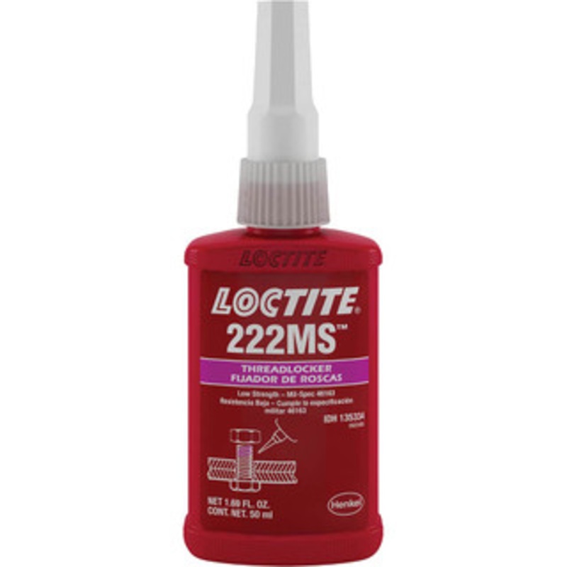 Loctite 50 mL Bottle, Purple, Low Strength Liquid Threadlocker Series 222MS, 24 hr Full Cure Time, Hand Tool, Heat Removal 135334 - 88545165