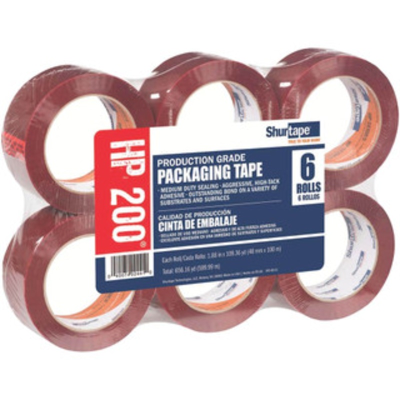 Shurtape HP 200 Production Grade Hot Melt Packaging Tape Red, 1.8 mil, 48mm x 100m, 6-Pack (36 Rolls) 106566 - 94272432