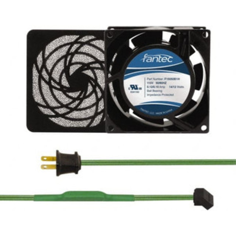 Value Collection 115 Volts, AC, 31 CFM, Square Tube Axial Fan Kit 0.18 Amp Rating, 3.15 High x 3 Wide x 38.5mm Deep, Includes Fan, Fan Filter, Thermostatically Controlled Fan Cord GCAB701 - 44905867