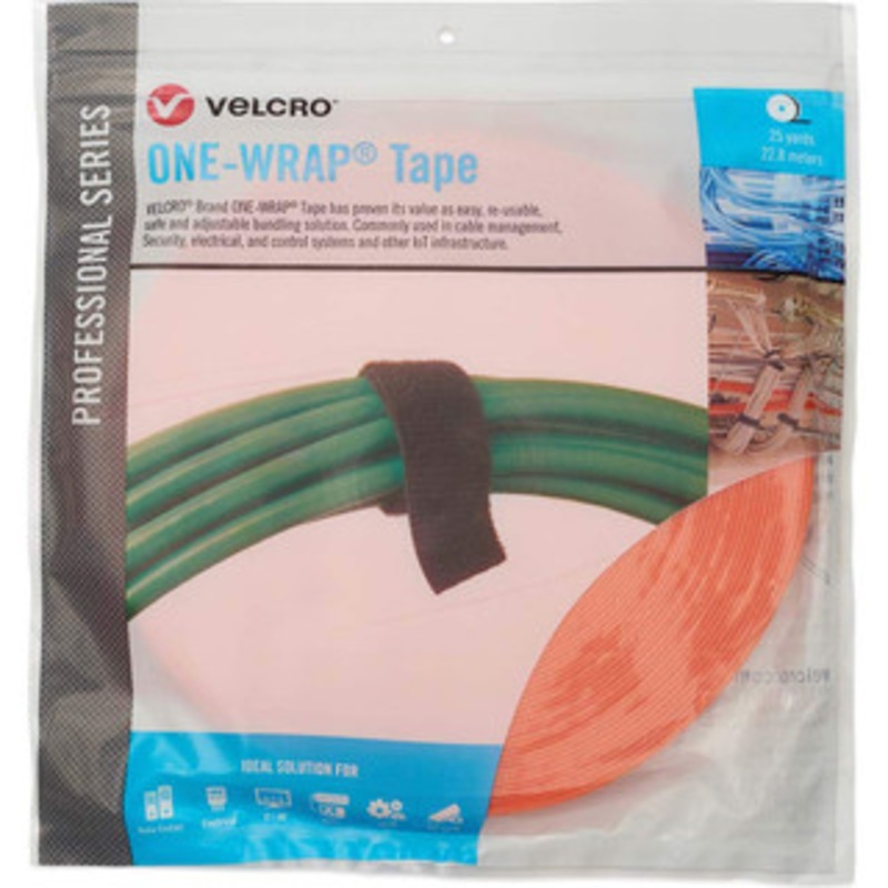 Velcro Cable Ties, Cable Tie Type: Reusable Cable Tie, Material: Hook and Loop, Color: Orange, Overall Length (Feet): 75, Overall Length (Decimal Inch): 300.00000, Maximum Bundle Diameter (Inch): 0.75 31065 - 16427395
