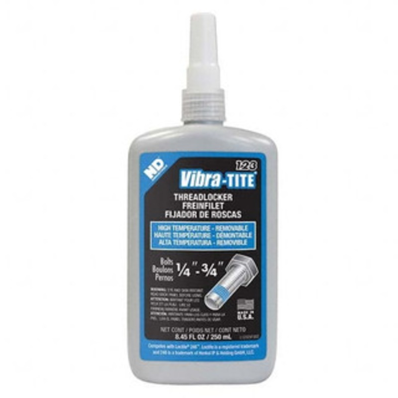 Vibra-Tite 250 mL Bottle, Blue, Medium Strength High Temp Threadlocker Series 123, 24 hr Full Cure Time, Hand Tool Removal 12325 - 99610552