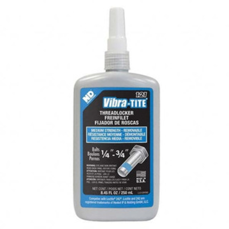 Vibra-Tite 250 mL Bottle, Blue, Medium Strength Threadlocker Series 121, 24 hr Full Cure Time, Hand Tool Removal 12125 - 38645420
