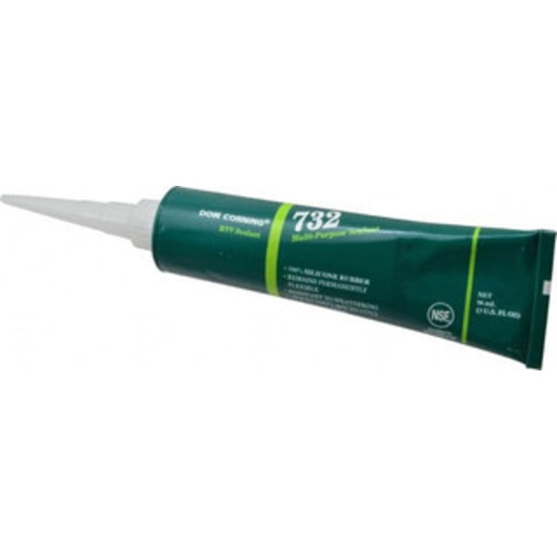Dow Corning 3 oz Tube White RTV Silicone Joint Sealant -76 to 356F Operating Temp, 20 min Tack Free Dry Time, 24 hr Full Cure Time, Series 732 3140717 - 00231662