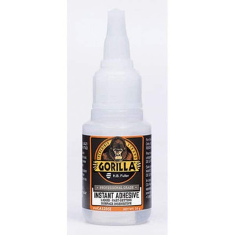Gorilla Pro 20 g Squeeze Bottle Clear Instant Adhesive Series CA120SI, 5 Sec Fixture Time, 24 hr Full Cure Time, Bonds to Wood, Metal, Ceramic, Rubber, Leather, Plastic, Cardboard, Paper CA120SI - 13786926