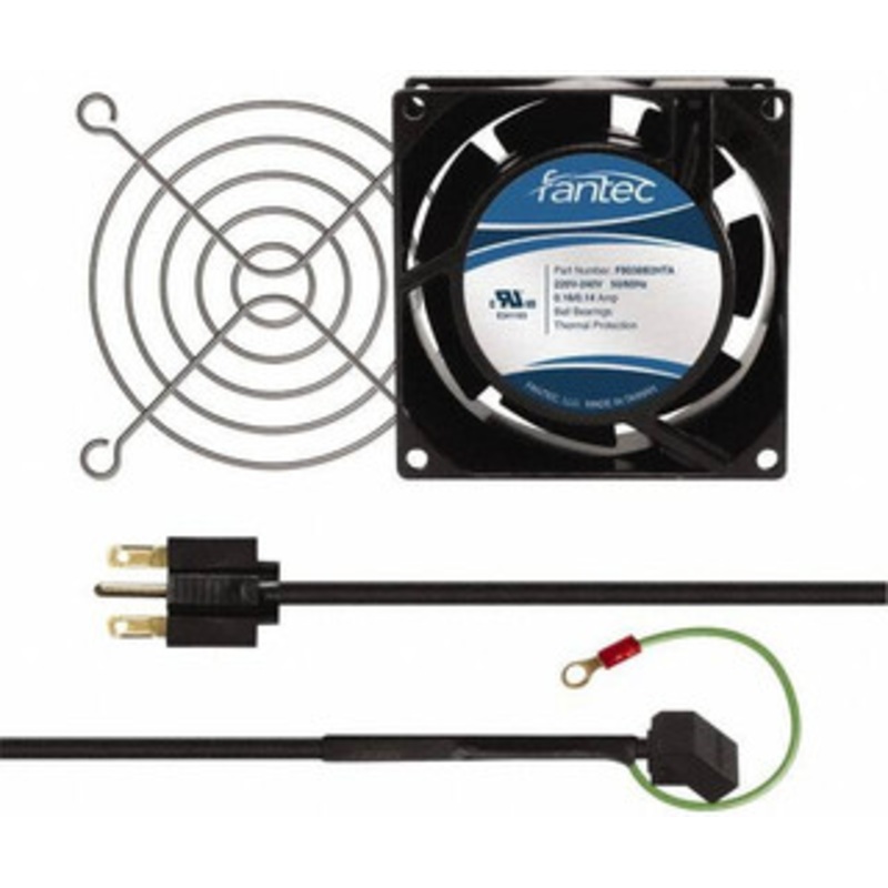 Value Collection 230 Volts, AC, 32 CFM, Square Tube Axial Fan Kit 0.06/0.05 Amp Rating, 3.15 High x 3 Wide x 38.5mm Deep, Includes Fan, Fan Filter, Fan Cord CAB800 - 44905966
