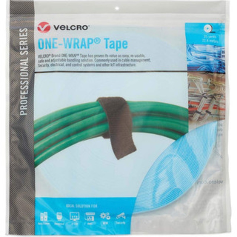 Velcro Cable Ties, Cable Tie Type: Reusable Cable Tie, Material: Hook and Loop, Color: Fiber Optic Teal, Overall Length (Feet): 75, Overall Length (Decimal Inch): 300.00000, Maximum Bundle Diameter (Inch): 0.5 30948 - 16426983