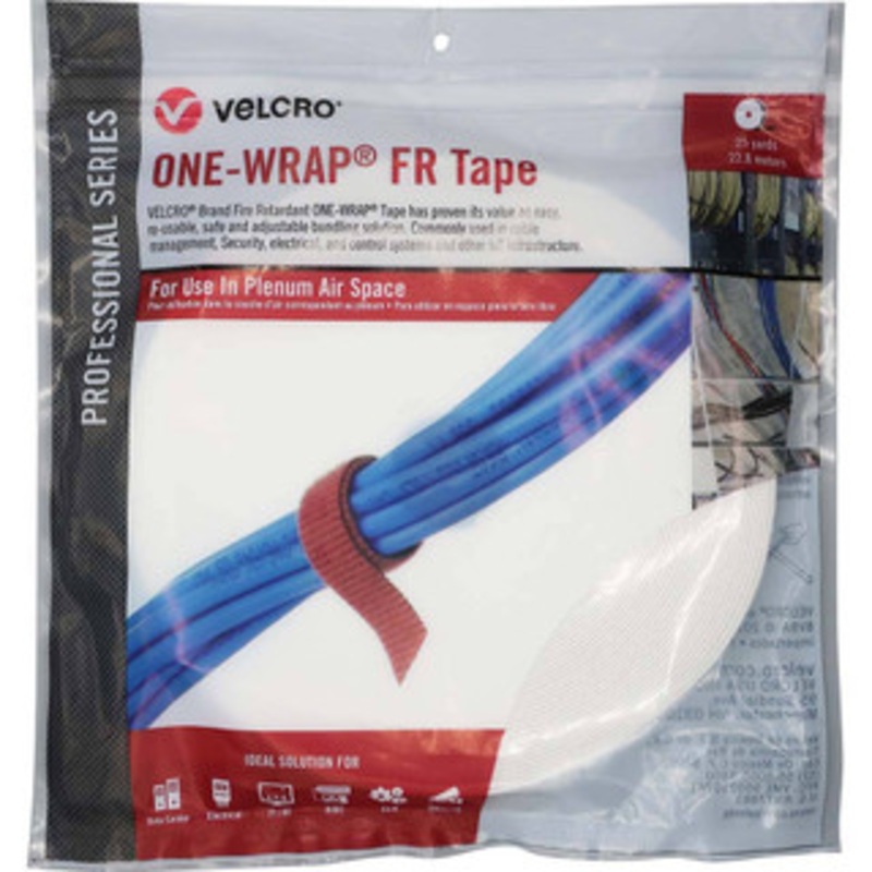 Velcro Cable Ties, Cable Tie Type: Reusable Cable Tie, Material: Hook and Loop, Color: FR White, Overall Length (Feet): 75, Overall Length (Decimal Inch): 300.00000, Maximum Bundle Diameter (Inch): 0.75 31332 - 16427346