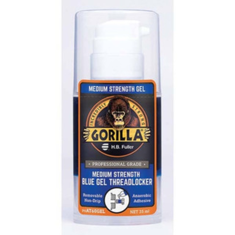 Gorilla Pro 35 mL Pump Bottle, Blue Gel, Medium Strength Threadlocker Series AT60GEL, 24 hr Full Cure Time, Hand Tool Removal AT60GEL - 13787015