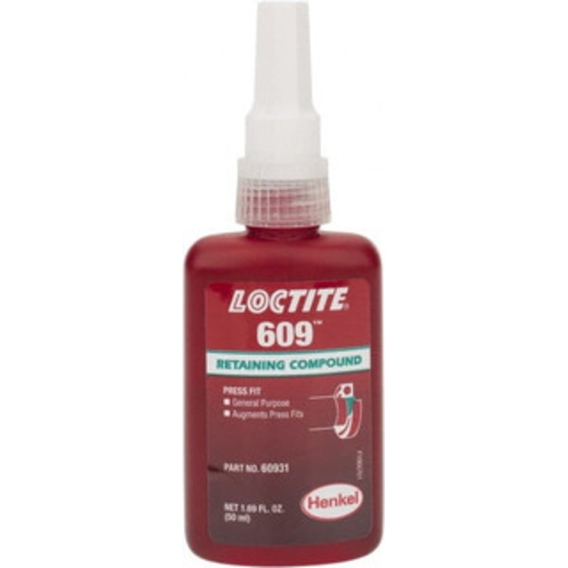 Loctite 50 mL Bottle, Green, Medium Strength Liquid Retaining Compound Series 609, 24 hr Full Cure Time, Heat Removal 135512 - 88545132