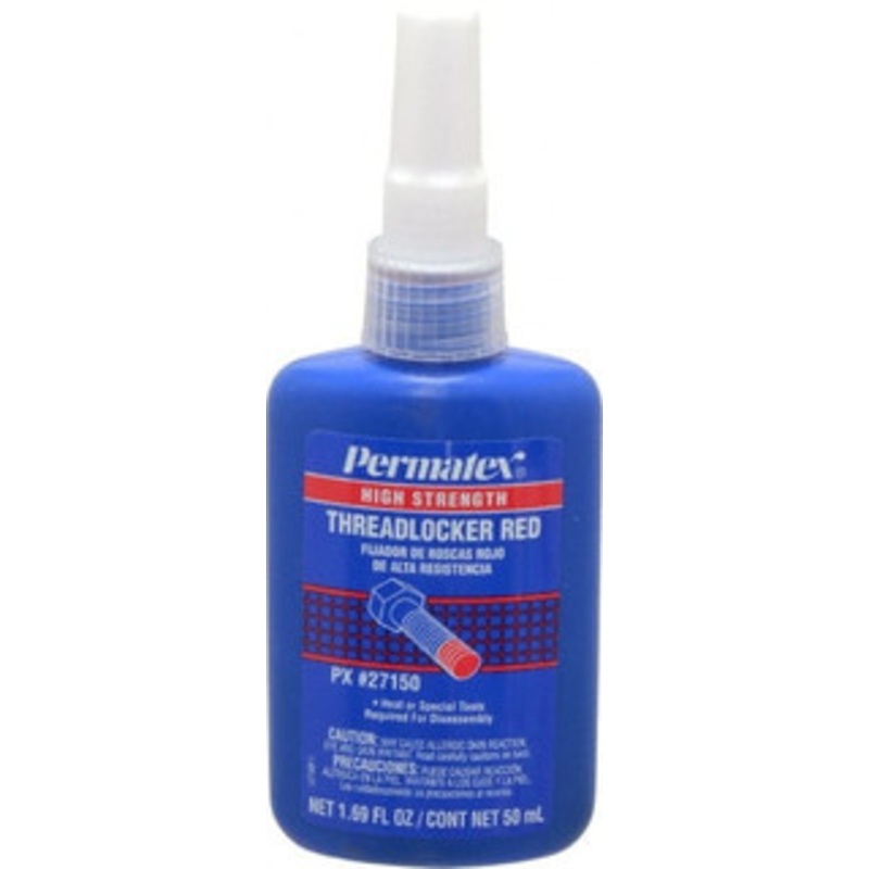 Permatex 50 mL Bottle, Red, High Strength Liquid Threadlocker Series 271, 24 hr Full Cure Time, Hand Tool, Heat Removal 27150 - 77847184