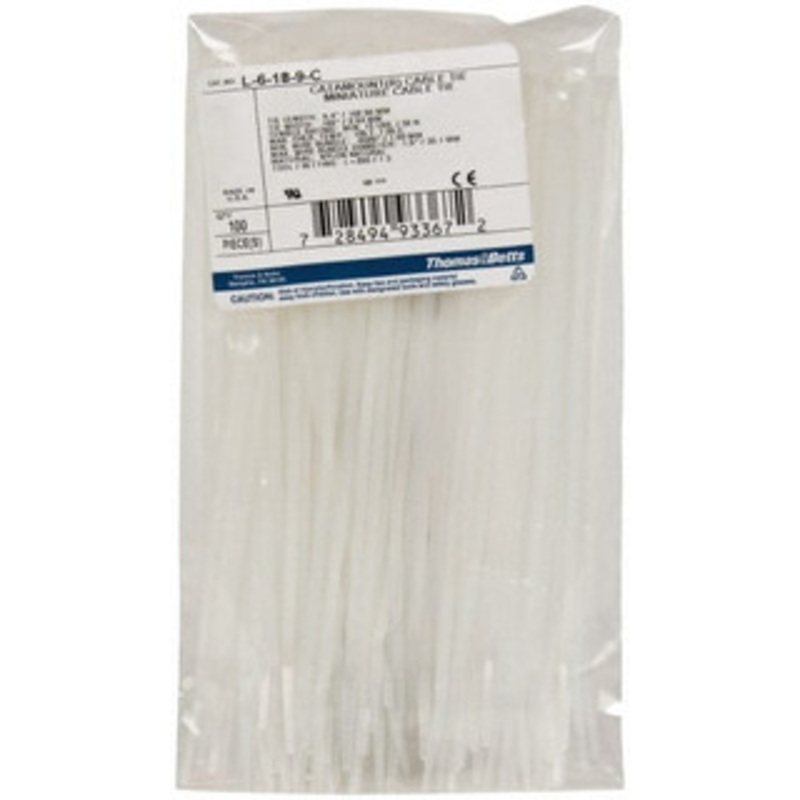 Thomas & Betts 6.4 Long Natural (Color) Nylon Standard Cable Tie 18 Lb Tensile Strength, 1.13mm Thick, 1-1/2 Max Bundle Diam L-6-18-9-C - 73125106